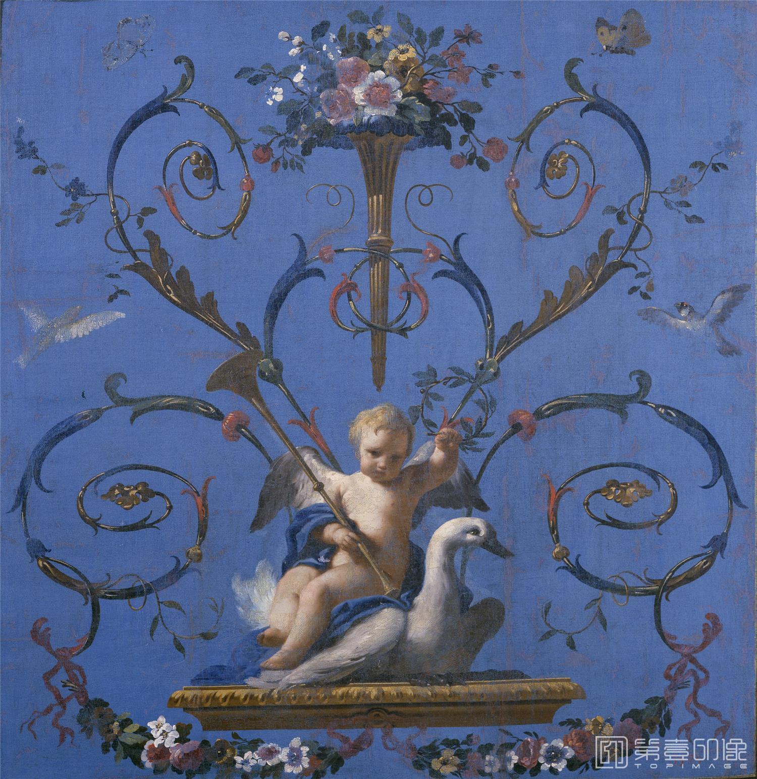 油画-西班牙普拉多美术馆油画藏画-Castillo, José del-Alegoría de la Fama-117cm x 113cm-0532